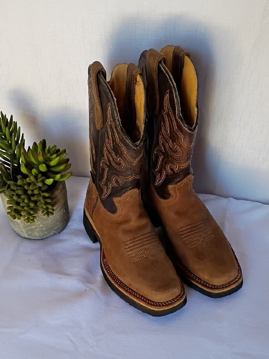 Establo Other - Establo Toddler Brown Leather Western Cowboy Boots Size 4 Embroidered